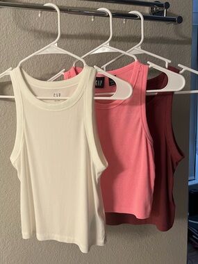 Set of (3) GAP Ribbed Cropped Tank Tops